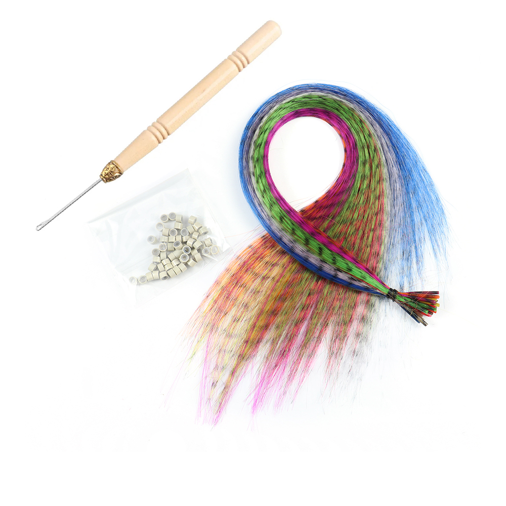 Synthetisch Gekleurd voor Haar Feather Extensions 20 30 40 50 Stuks Tip 16 inch Synthetisch Haarstukje Zebra Feather Hair Extensions: T1B/613