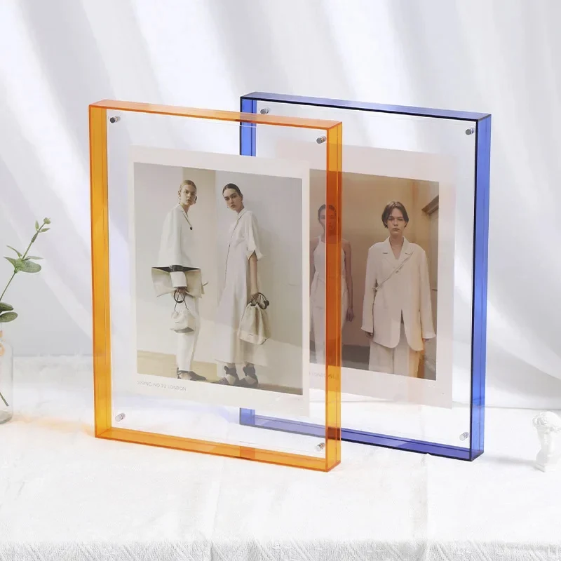 Multi-størrelse transparent akryl fotoramme æske fotokortholder indvendig ramme billeddisplay stativ kontor hjem skrivebord dekoration