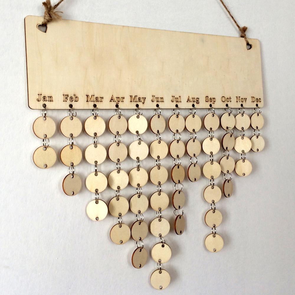 Hanging Birthday Calendar Wooden Board Wedding Anniversary Memorandum Blank Plaque Crafts DIY Hanging Home Year Decoration