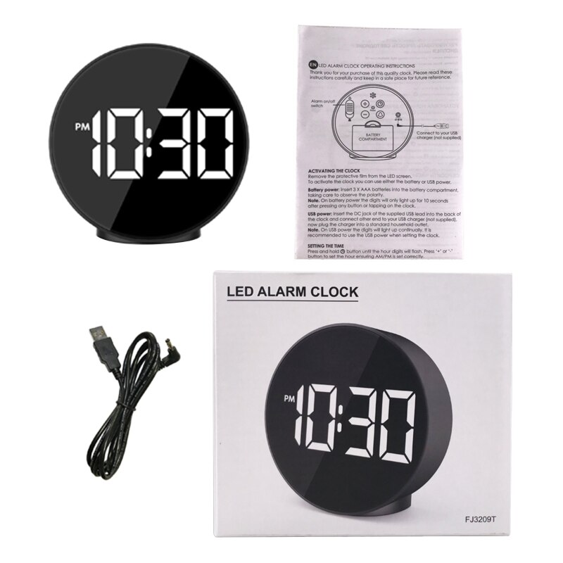 LED Alarm Clock Voice Control Table Wake Up Light Electronic Large Time Temperature Display Home Decor