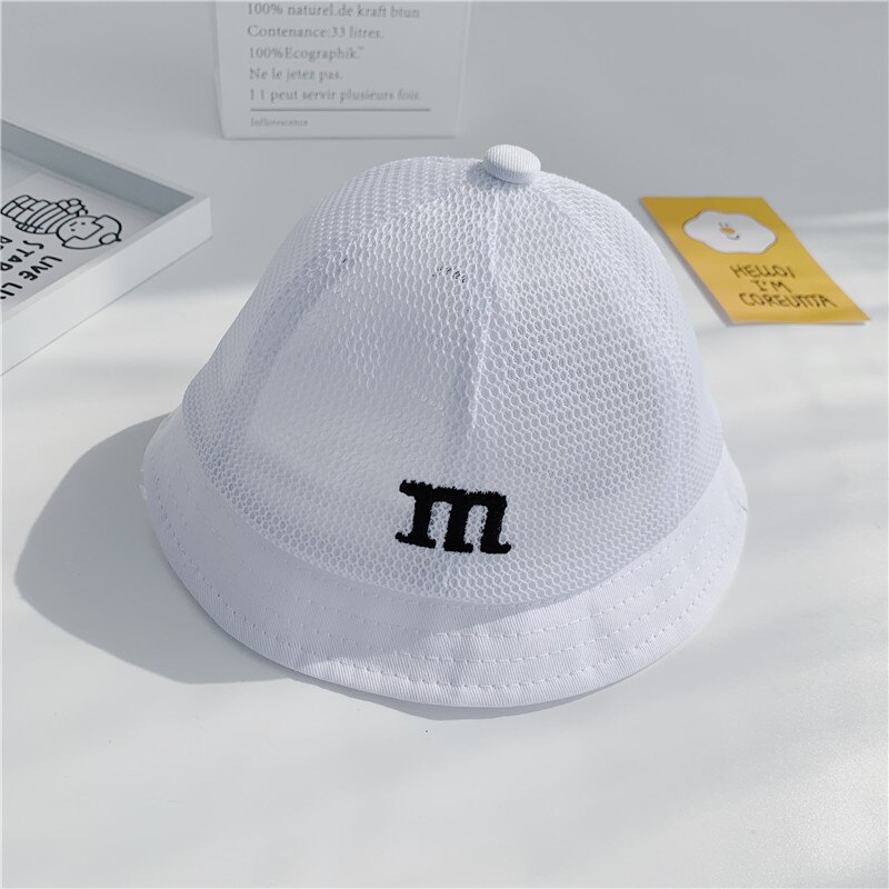 Gorros de algodón para bebés de 1 a 3 años de edad, sombrero de bebé de malla de verano, sombreros para el sol para niña, gorros transpirables para niños: white