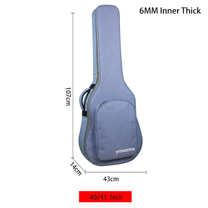 Custodia per chitarra 36/41 pollici 900D borsa per chitarra in tessuto Oxford impermeabile 6/12mm doppio spallacci in cotone zaino imbottito per chitarra morbida: 41 Inch 6mm Sponge