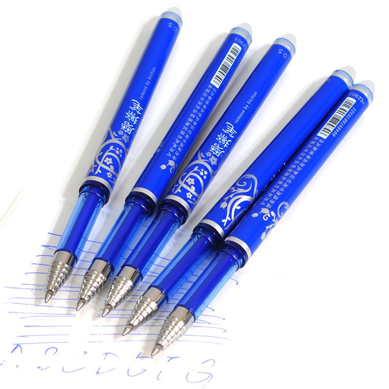 1 stk sletbar kuglepen  or 10 stk sletbar refill sæt stil vaskbar brevpapir penne skole kontor 0.5mm blå blæk gel pen