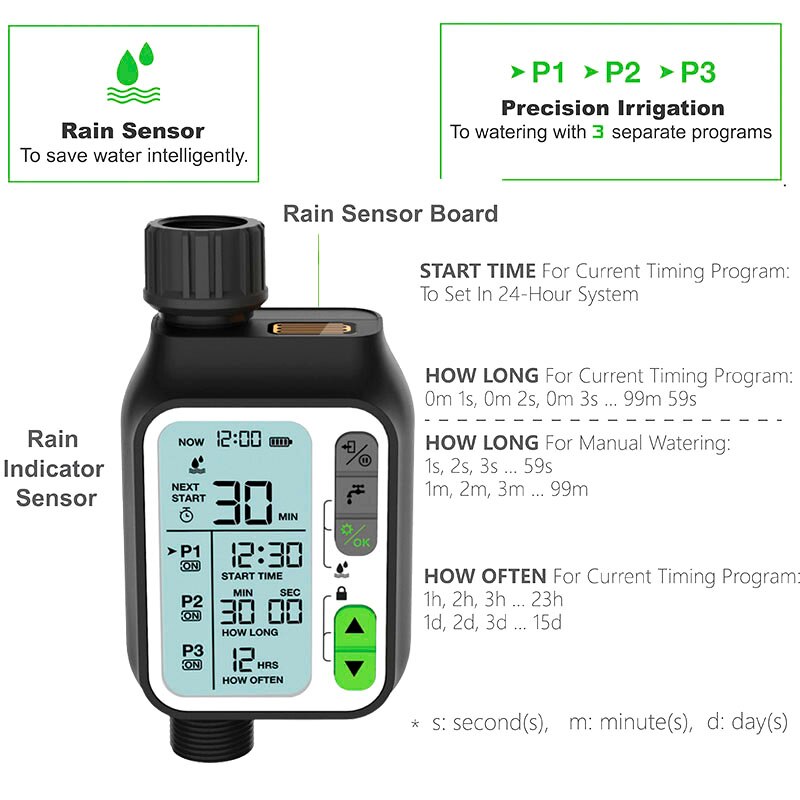 Rain Sensor Irrigation Water Timer Electronic Automatic Sprinkler Controller Outdoor Garden Watering Timer Irrigation Controller