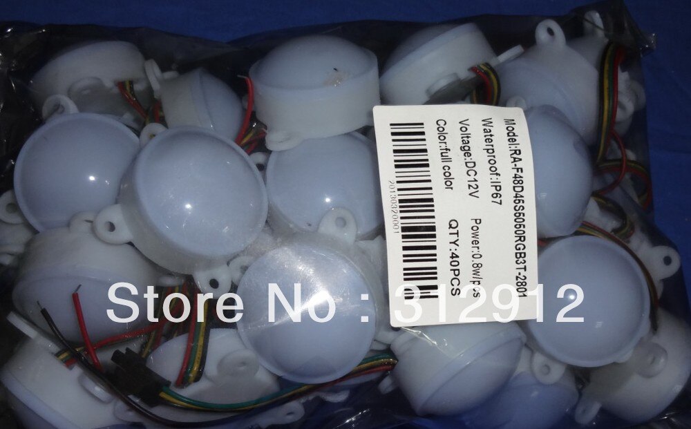 45mm diameter DC12V milky cover WS2801 pixel module,3pcs leds inside;0.72W;20pcs a string
