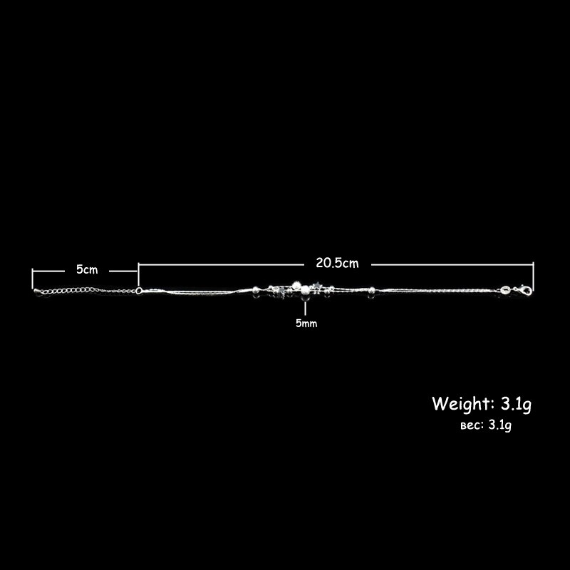 最新のファッション二重層スターつや消しビーズペンダントアンクレットスターリングシルバー 925 夏足チェーンブレスレット女性ジュエリーギフト