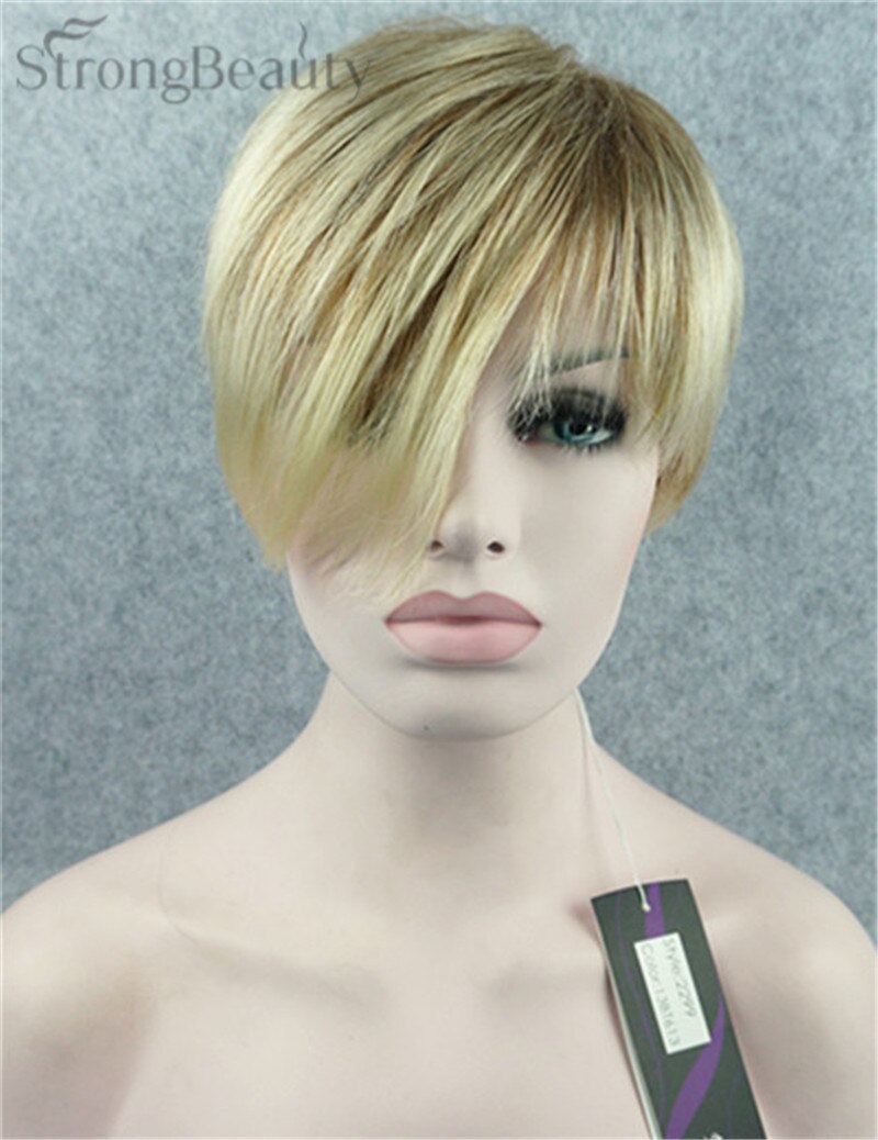 Strong Beauty Women Short Straight Wig Synthetic Capless Wigs