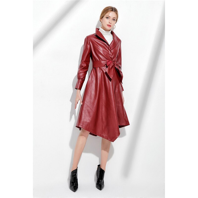 Spring autumn faux leather jacket women Europe and America S-3XL plus size black wine red slim PU jacket JD429
