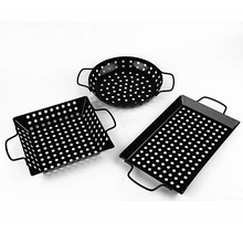 3 Styles Non Stick Heavy Duty Stainless Steel BBQ Vegetable Grill Basket Pan Set Barbecue Utensils