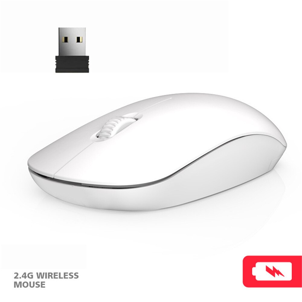 Kebidu USB 2.4G Wireless Optical Mouse Cute Color Computer Mice Ergonomic PC Office Mouse For Kid Girl: White