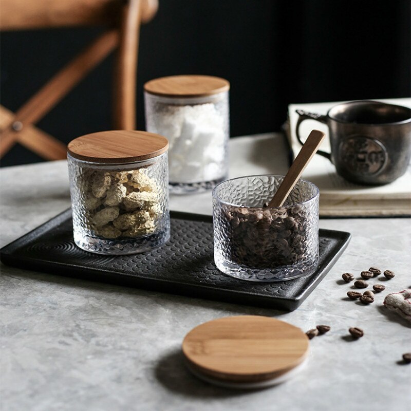 Japanese Glass Coffee Bean Storage Jars Kitchen Food Tea Cereal Organizer Container With Lid Airtight Food Sugar Can Bottle Tank