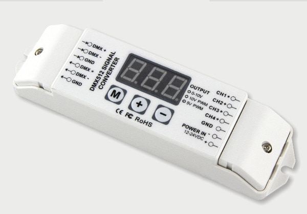 BC-834-010 DMX512 Signal Decoder DC12V-24V DMX512 Decoder 4ch DMX512 to 0-10v signal converter DMX Controller