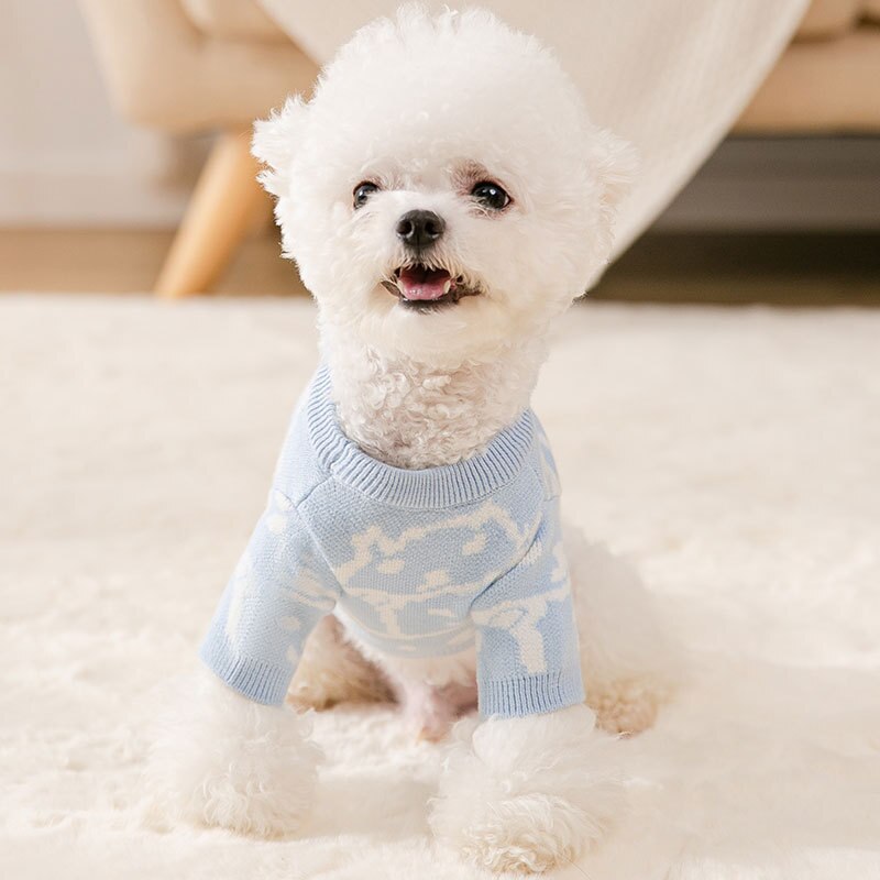 Blue Bear Dog Clothes Puppy Sweater Teddy Autumn and Winter Warm Clothes Pet Soft Pullovers Bichon Thick Clothes