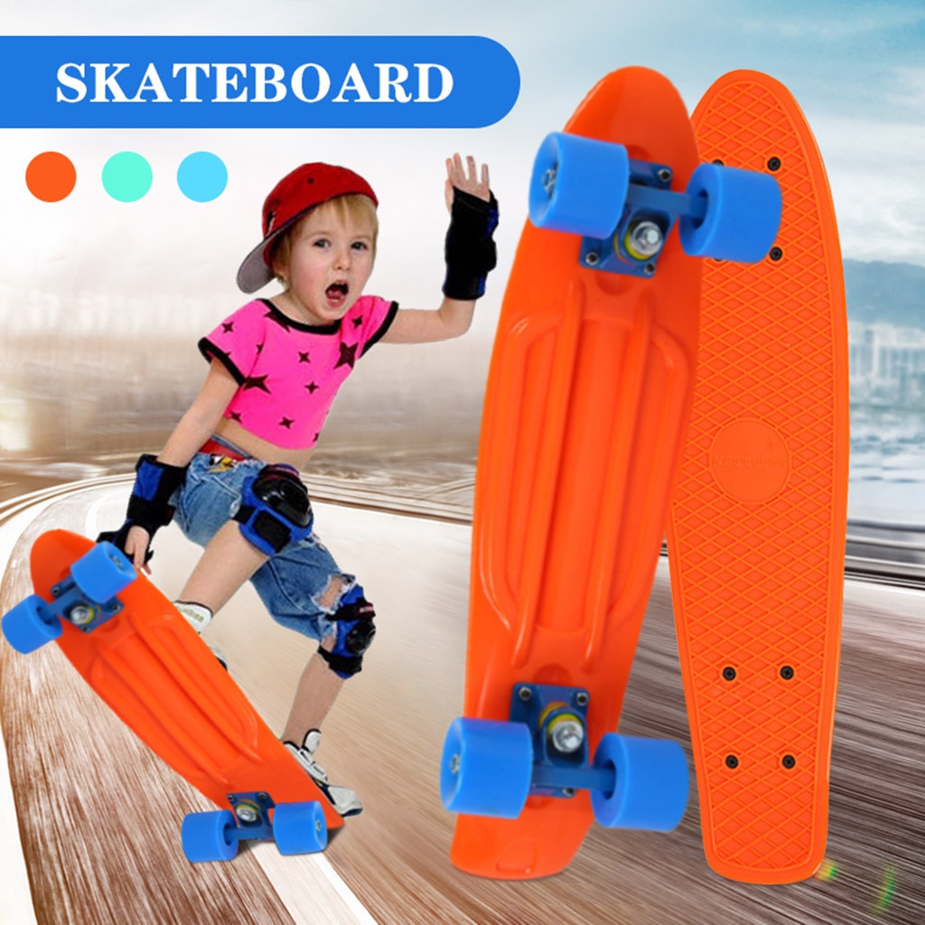 Planche à roulettes en plastique Mini Cruiser longue planche à roulettes complète pour les débutants planche à roulettes pour garçons filles enfants