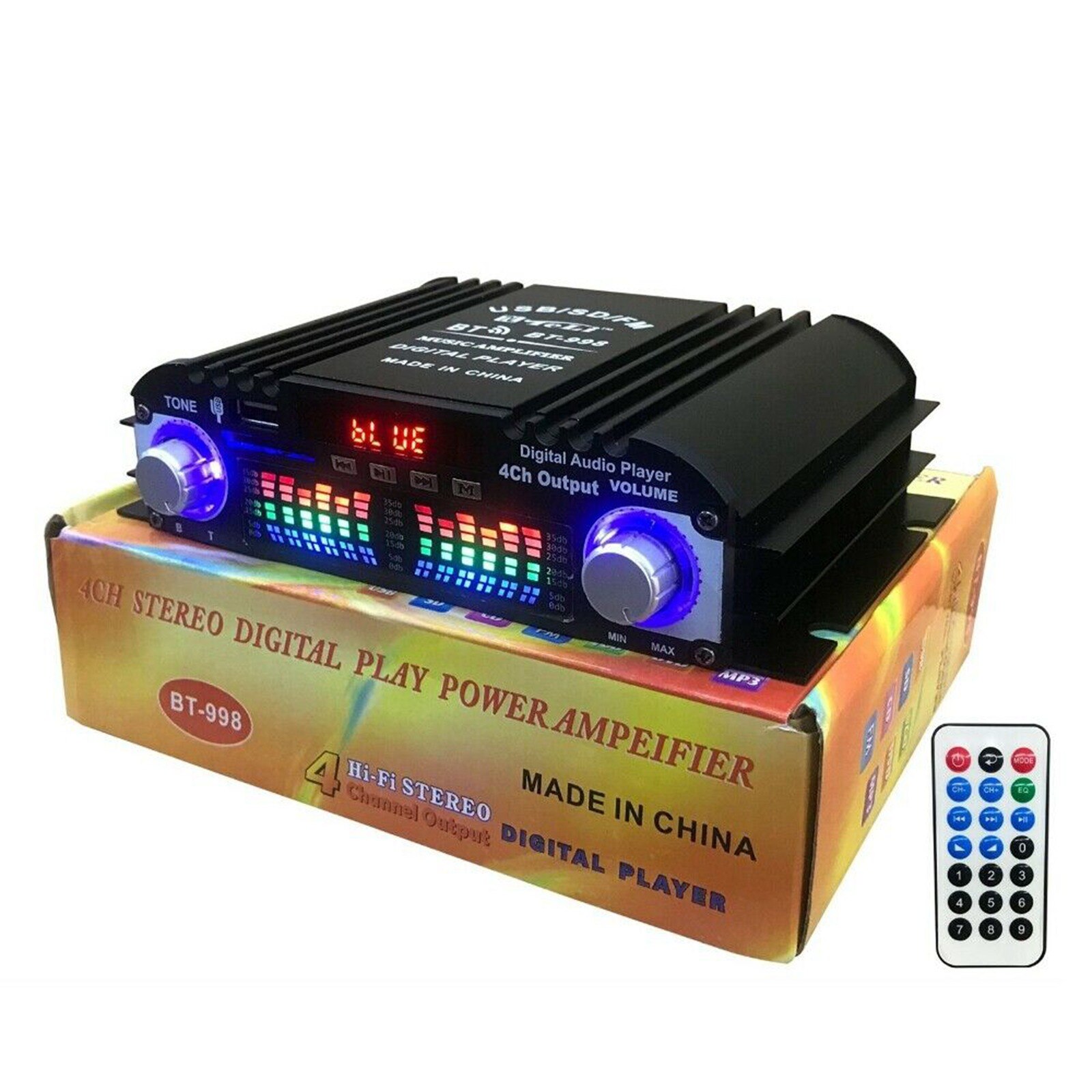 4 Channel Car Amplifier Mini HiFi Digital Stereo Audio Bass Power Amp Device