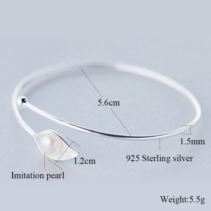 100% 925 Sterling Silber Hülse Perlen Calla Blume Armbinde Armreif Für Frauen Einfache Party Schmuck