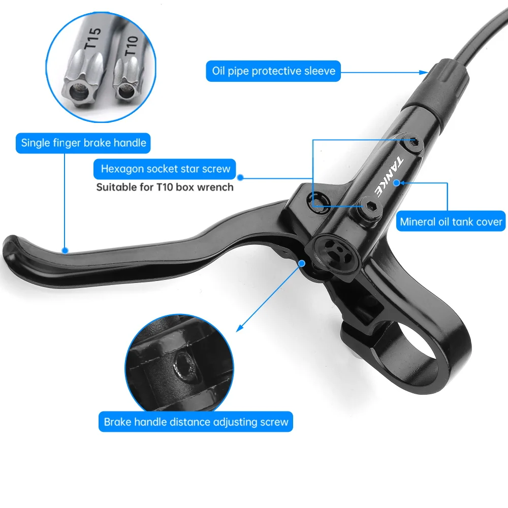 TANKE MT200 bicicleta freno de disco hidráulico MTB freno BL BR 800/1600mm freno de bicicleta 2 pistones 3 dedos palanca de acero piezas de bicicleta actualización