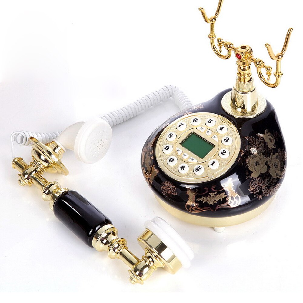 Telefone retro com fio antigo moda telefone fixo telefone wired casa telefones de escritório preto novidade eletrônico gif