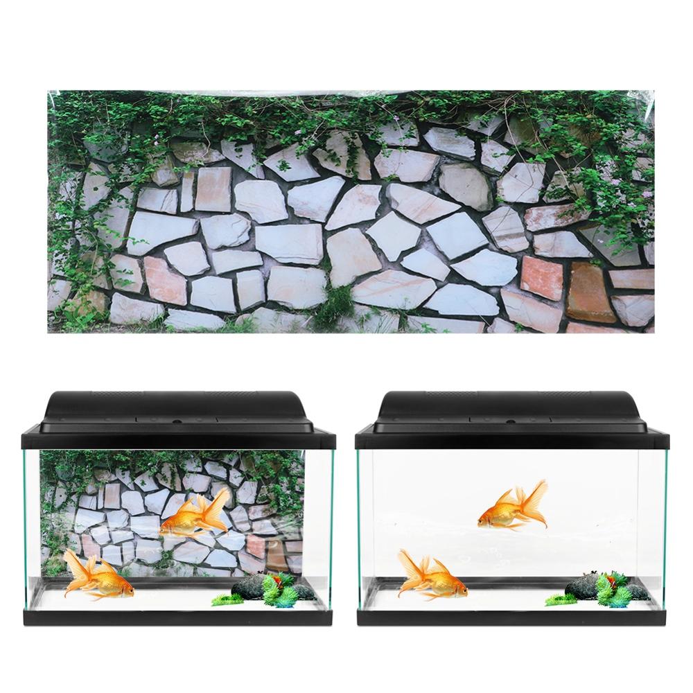 Aquarium Landscape Sticker Poster Waterweed Background Poster Decorative Stonewalling Paintings PVC Sticker Landscape Image