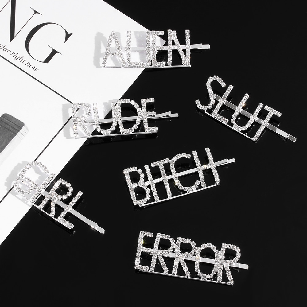 1pc bogstaver rhinestone krystal hårnåle hårspænder hårspænder hårspænde greb nål hårspænde ornament hårtilbehør