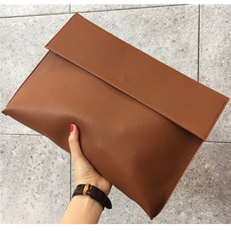 Mode Vrouwen Mannen OL Aktetas Luxe Handtassen Envelop Grote Clutch Portemonnee Tassen Lederen Soild Bruin Zwart Rood: brown