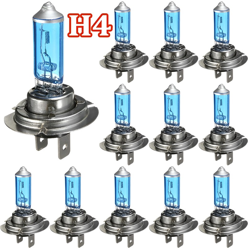 10 Stuks H4 100W 12V Superheldere Witte Mistlampen Halogeenlamp High Power Auto Koplampen Lamp Lichtbron Parking Auto Koplamp