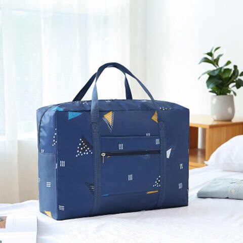 Bolsa de viaje de gran capacidad con letras, bolsa de nailon tipo cubo, bolsa de negocios, bolsa de Fitness, bolsa de natación impermeable, 47*22*24 Cm: geometry blue