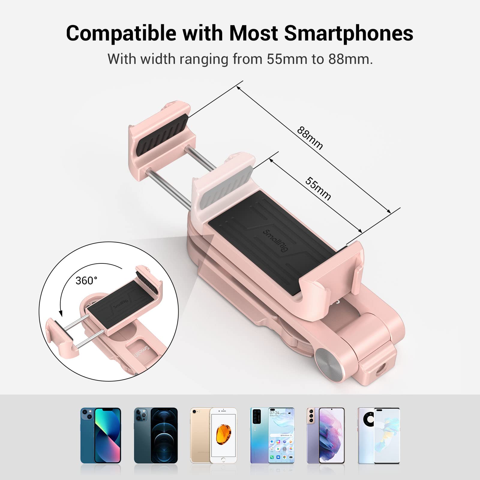 Supporto universale per Smartphone SmallRig per Iphone 13 X XS gabbia di registrazione regolazione panoramica a 360 gradi regolazione inclinazione a 270 gradi 2415