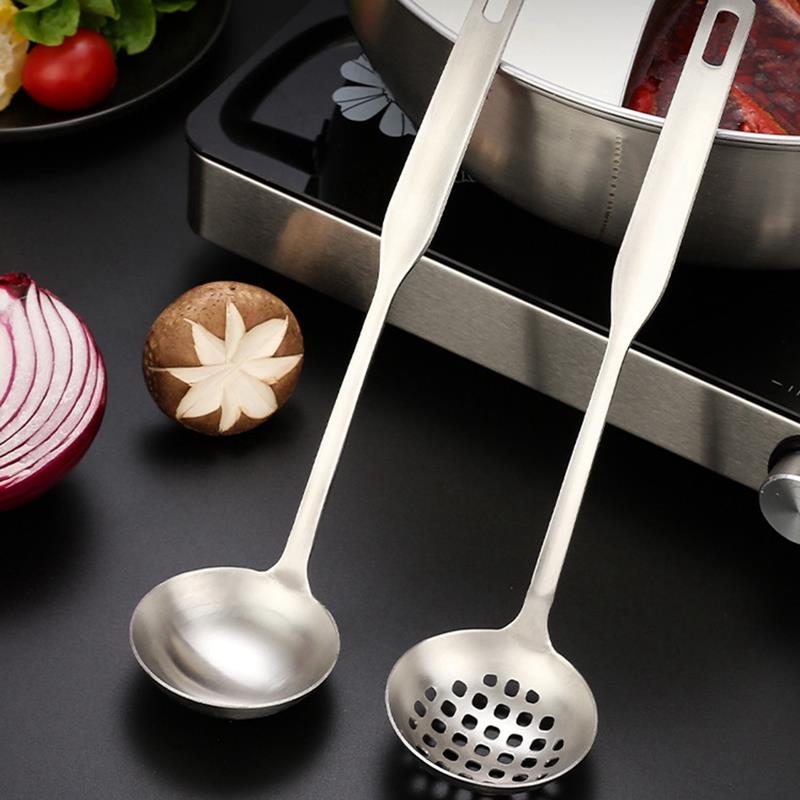 Stainless Steel Kitchen Ladle Long Handle Soup Scoop Slotted Ladle Spoon Baking Cookware for home cocina accesorio