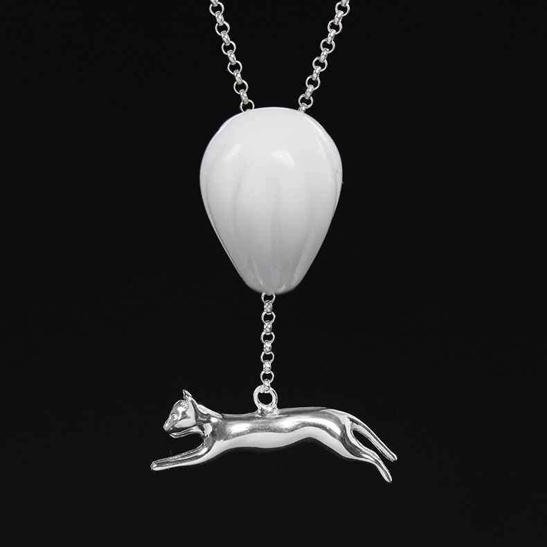 925 Sterling Zilver Luchtballon Kat Hanger - Fijne Sieraden voor Dames: Zilver