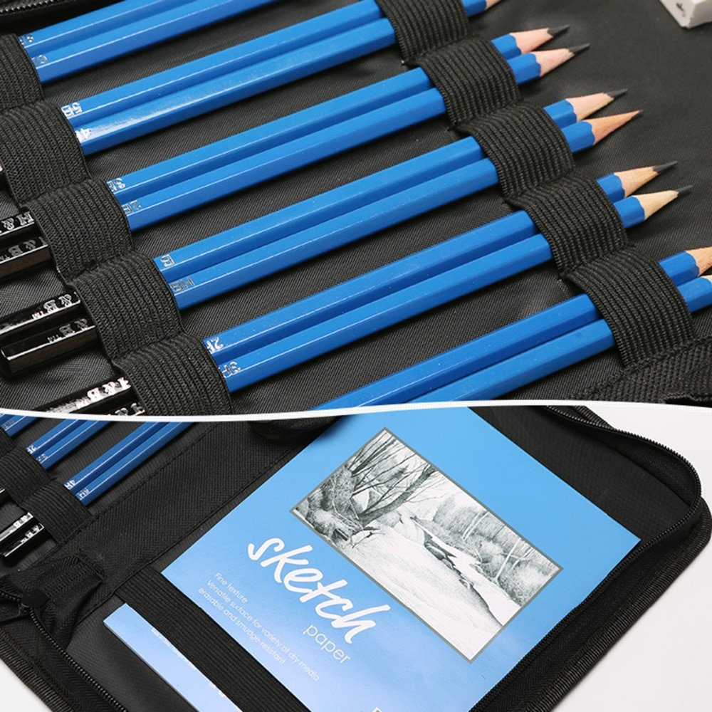 Art Pencil Set 16pcs Set Drawing Pencils Set Sketch Kit With Sketch Paper Sharpener Eraser Zippered Carry Case