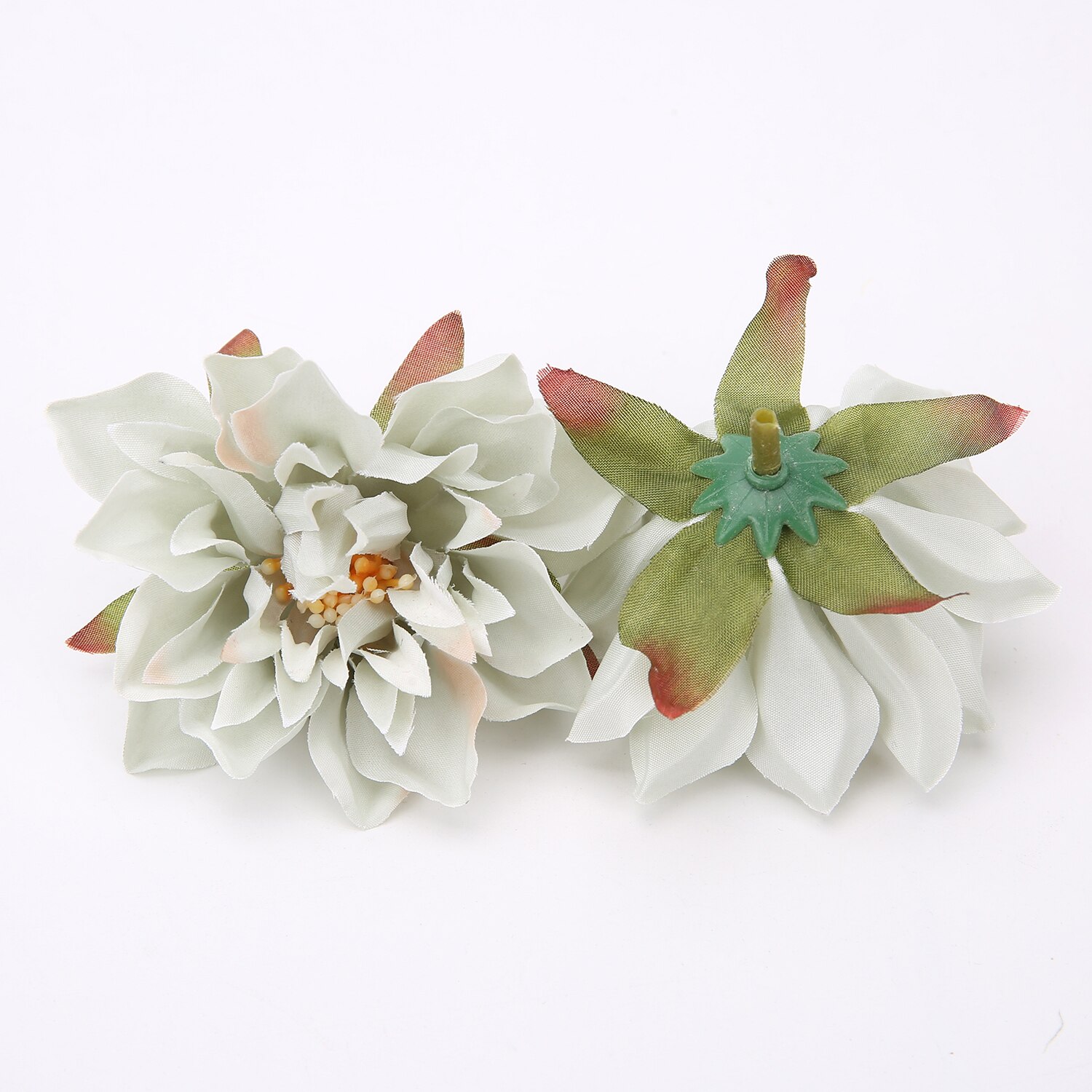 10 sztuk jedwab sztuczny kwiaty 7Cm dalia kwiat głowy domu dekoracje ślubne ściany wiszące ogród DIY akcesoria wianek biżuteria: zielone światło