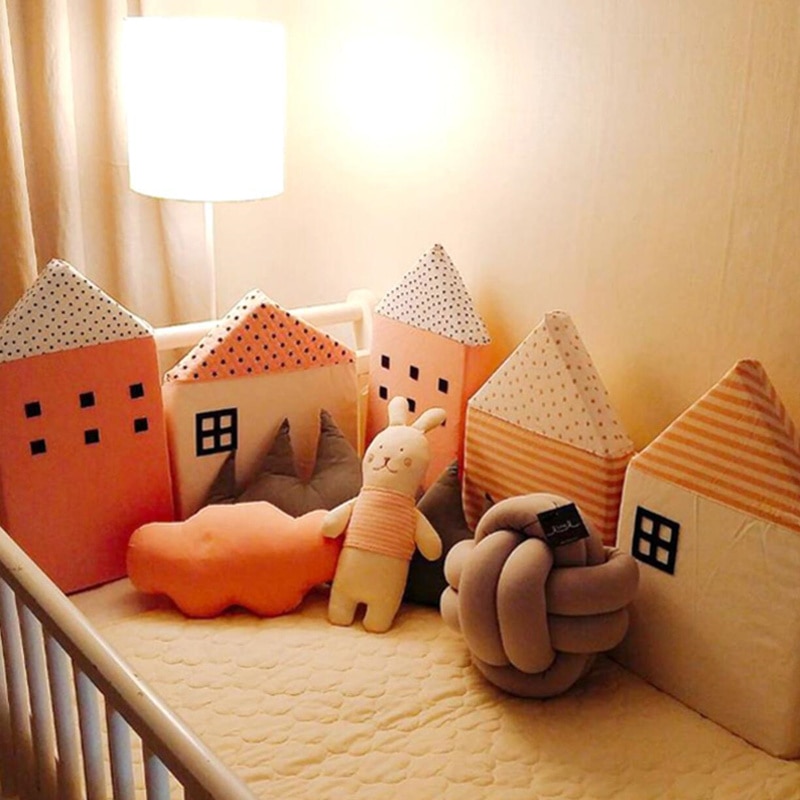 Baby Bett Stoßstange Neugeborenen Baumwolle Wenig Haus Krippe Schutz Kissen Baby Cot Kissen Stoßstange Sicherheit Zaun Bettwäsche Room Decor