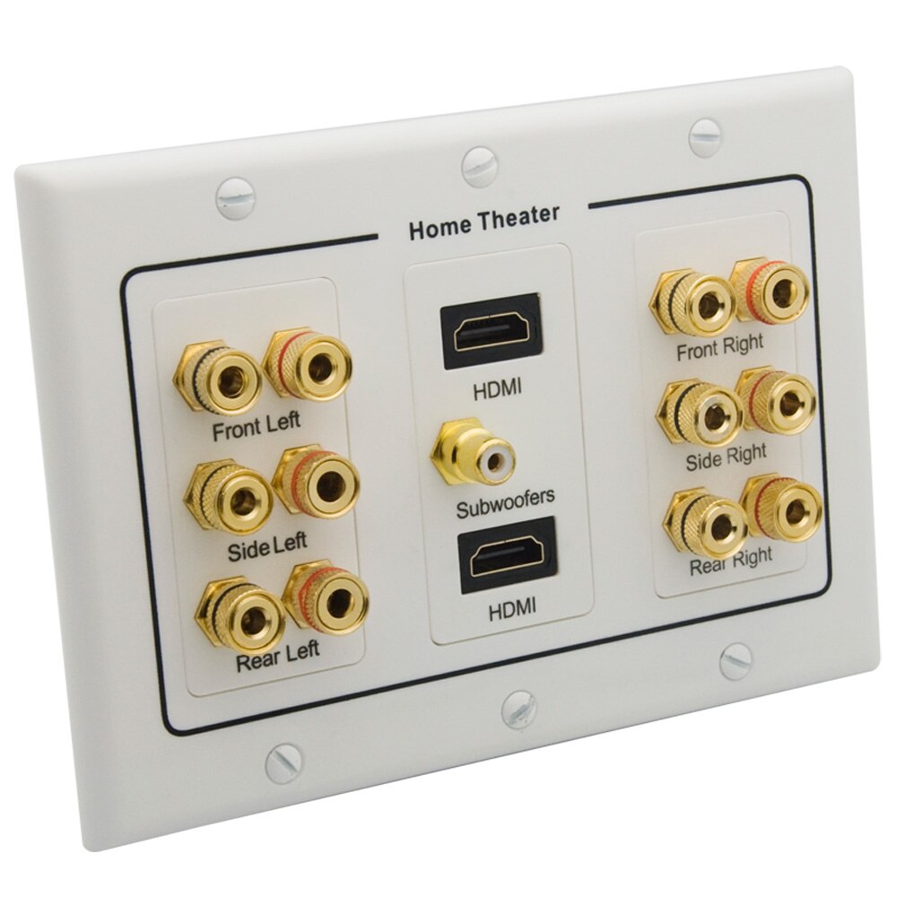 3 Gang Home Theater 6.1 7.1 7.2 8.2 9.0 Surround Sound Speaker Wall Plate With HDMI RCA Audio Banana Sound Box Face Plate: Blue