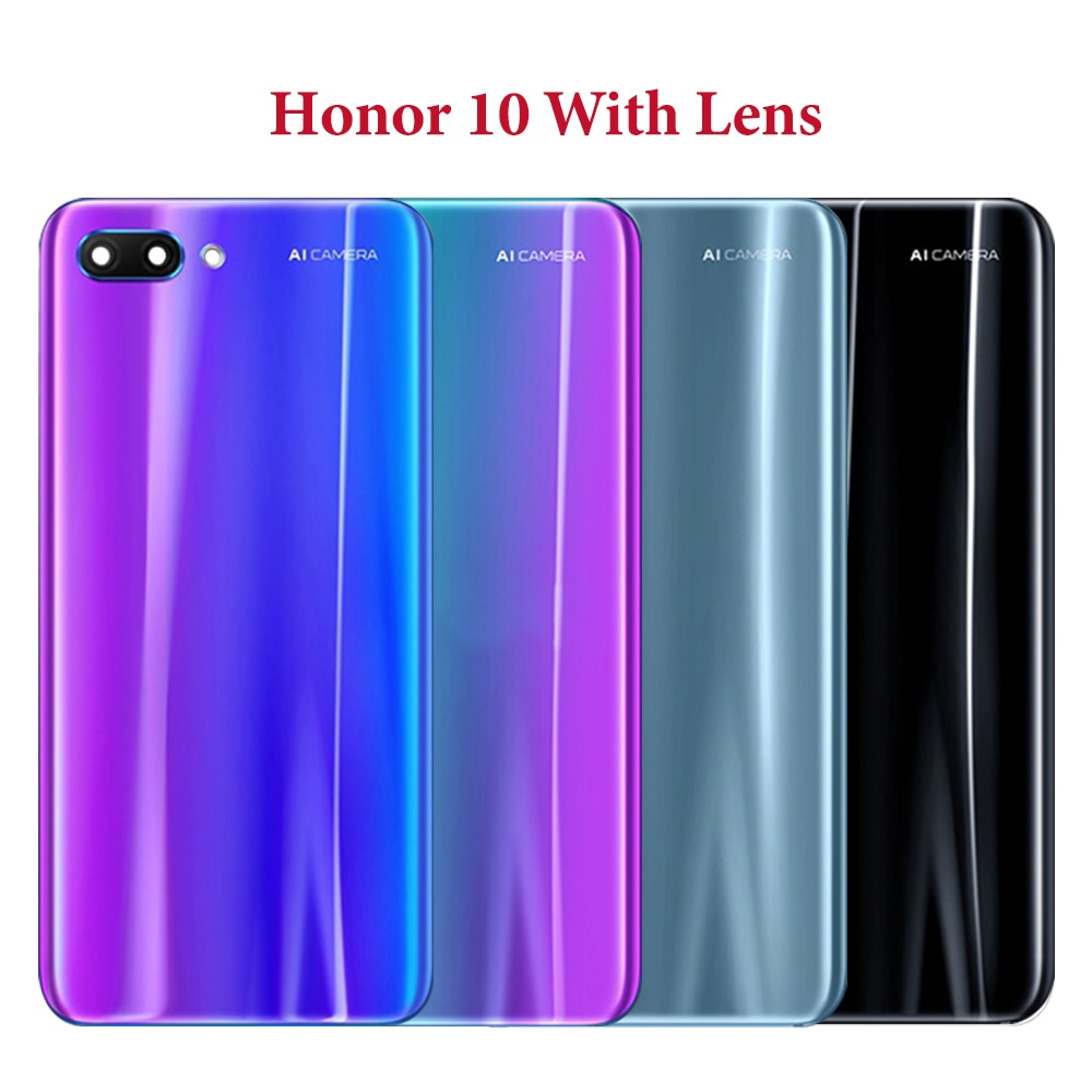 Para Huawei Honor 10 volta a tampa da bateria, para Huawei Honor 10 tampa traseira da bateria + caso da lente da câmera de substituição