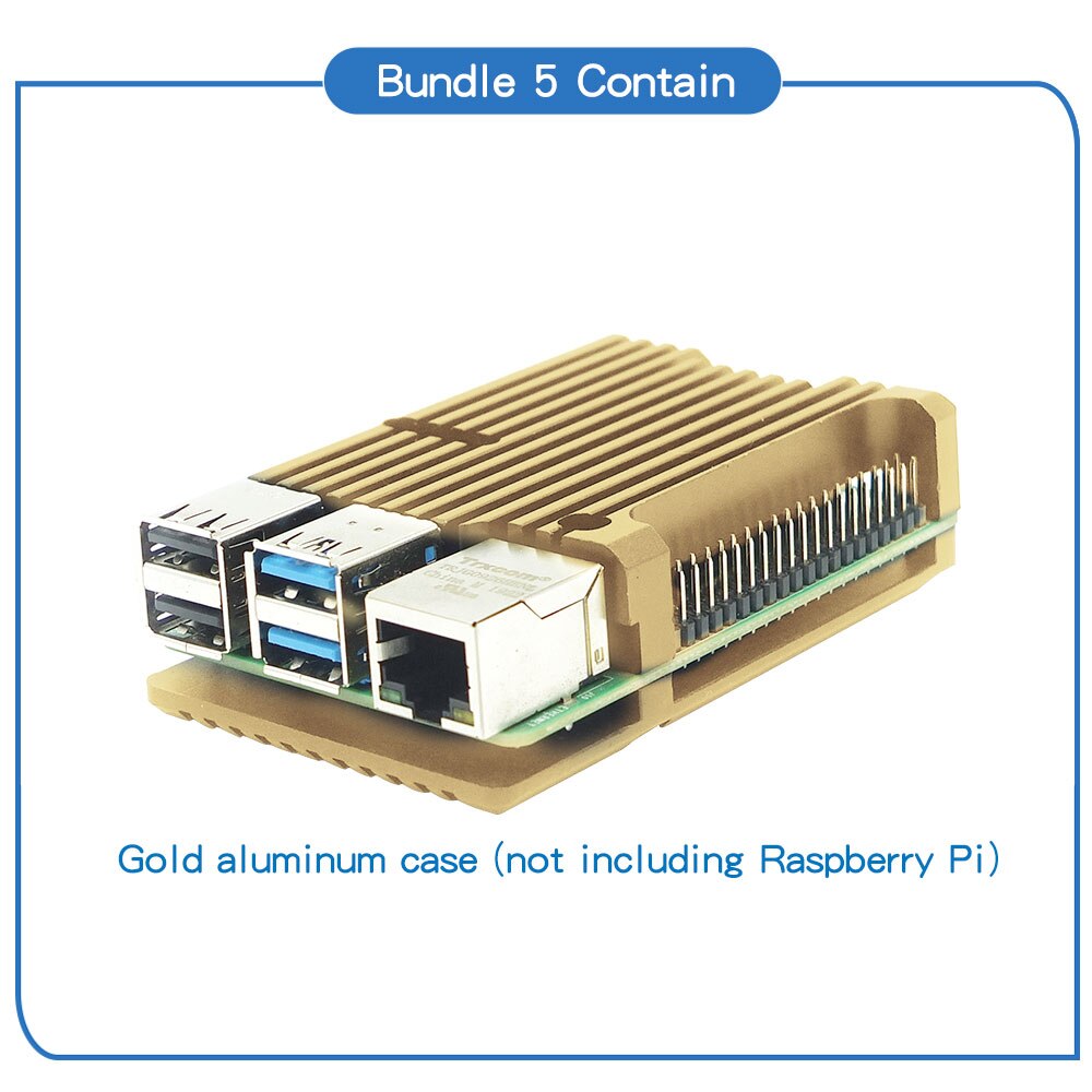 Carcasa de aluminio para Raspberry Pi 4, carcasa de caja de Metal para Raspberry Pi 4: Golden