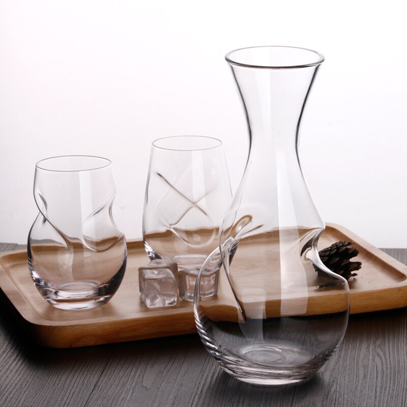 Eleton Whiskey Cup Set thumb cup jug Wine Decanter Wine Carafe Water Jug Wine Container Dispenser Wine Aerator Glass Decanter