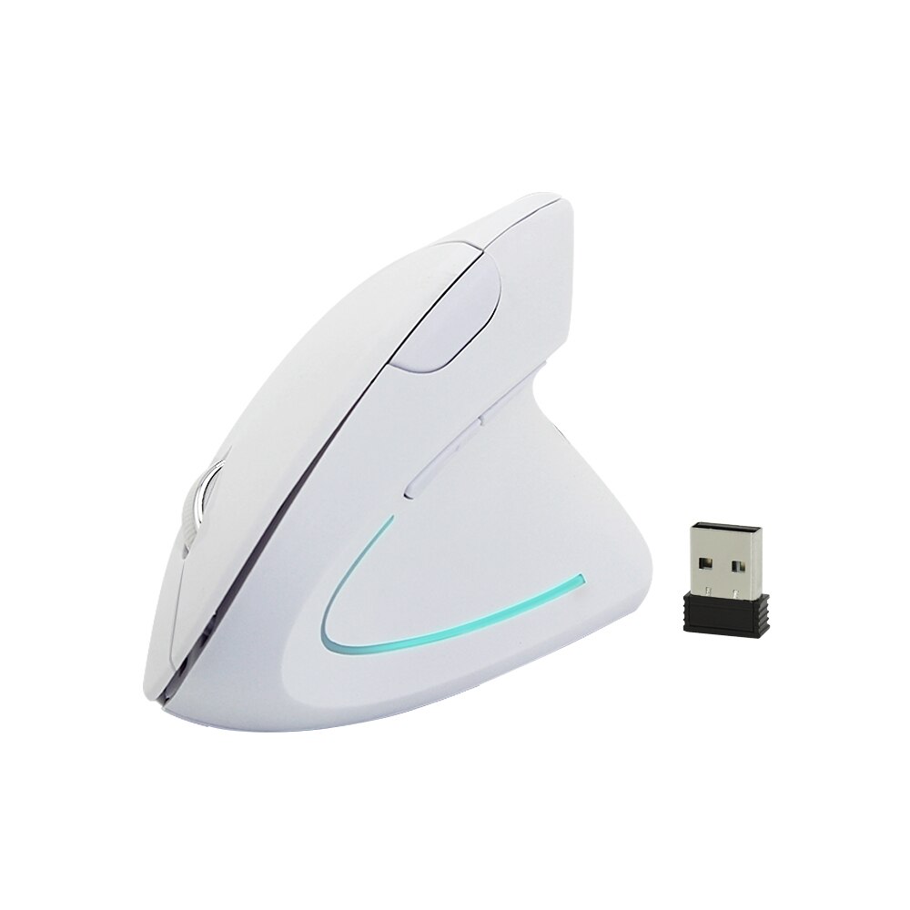 CHYI Ergonomische Vertikale Maus kabellos 1600DPI Optische Computer Mause Gamer 5D LED Spielen Mäbenutzen Mit Maus Pad Bausatz Für Laptop PC: nur weiß maus