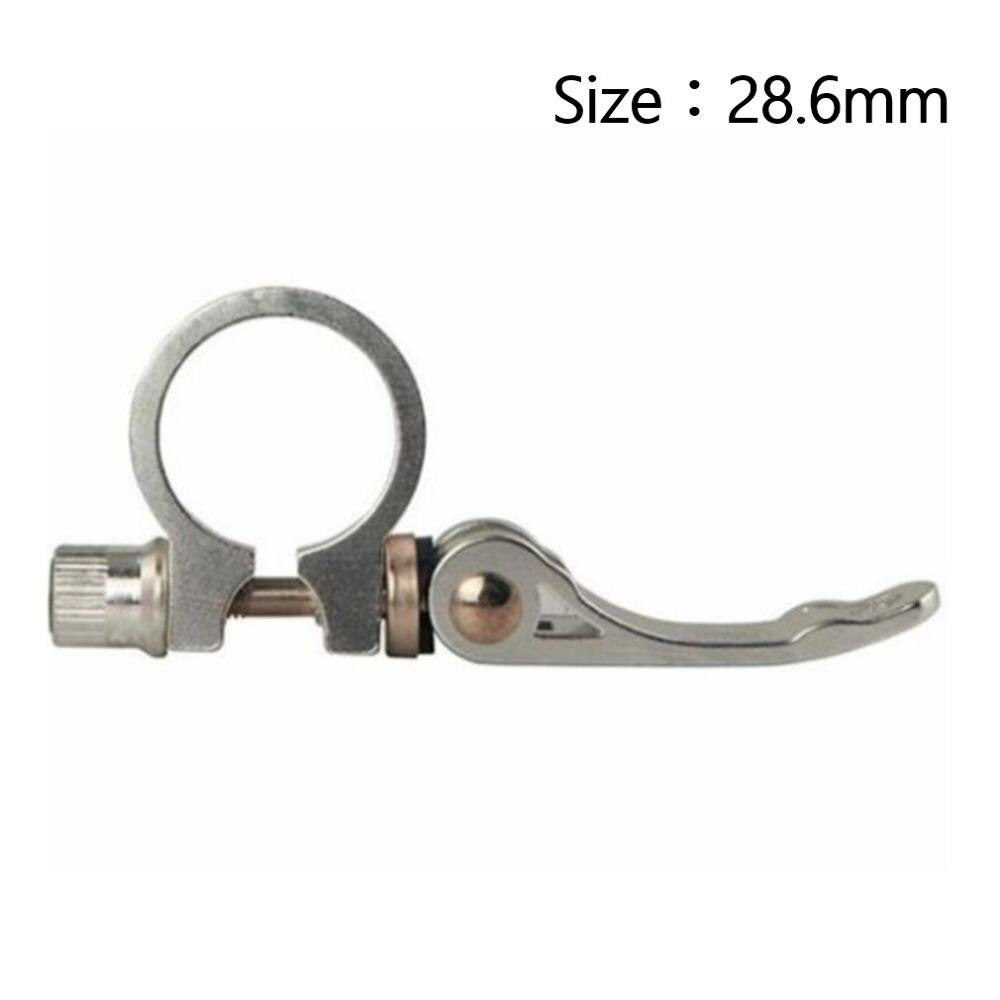 Colorful Bicycle Quick Release Seat Tube Clamp Mountain Bike Rack Seat Tube Clamp Lock Quick Release Button Aluminum Alloy: Silver 28.6mm