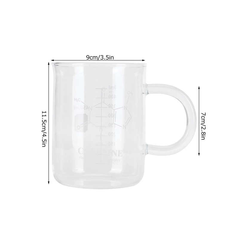 16 Ounces Transparent Beaker Mug Borosilicate Glass Cup Chemistry Mug with Handle and Measuring Scale for Coffee Tea