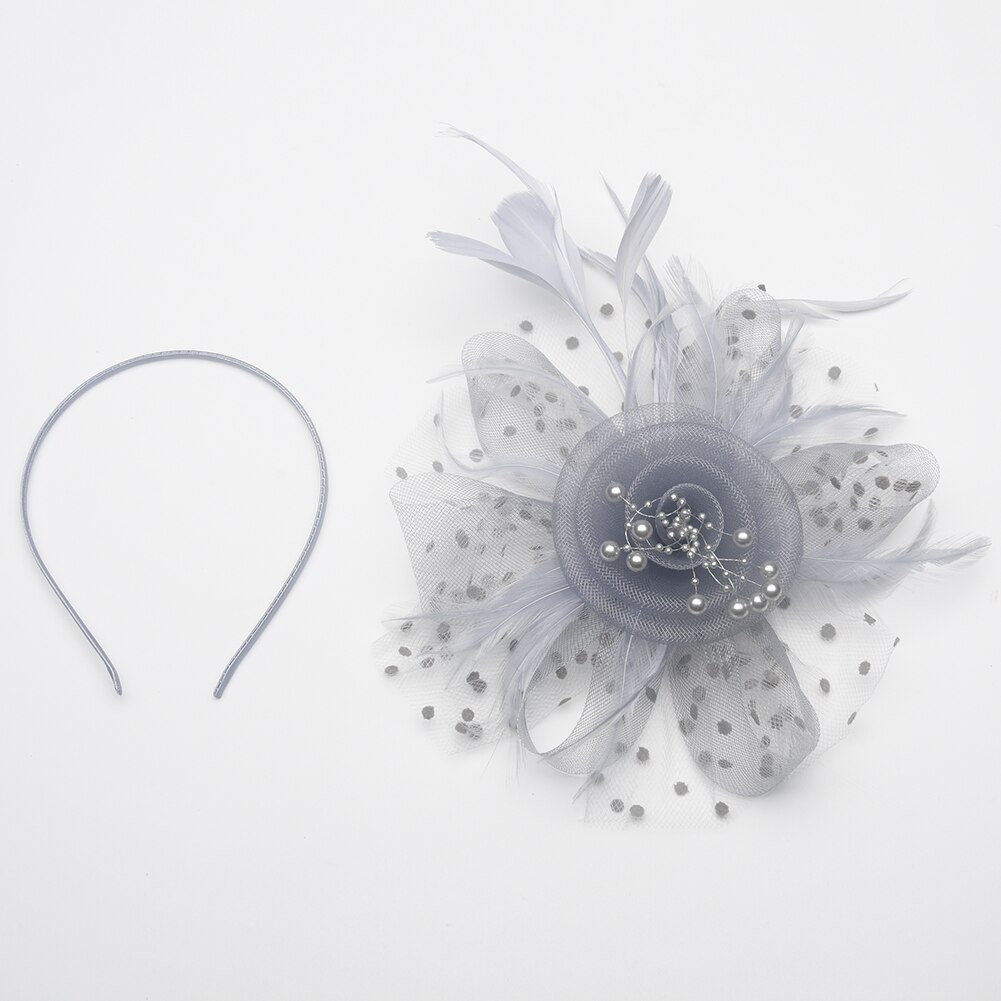Veer Fascinators Hat, Vrouwen Meisjes Bloem Mesh Cocktail Thee Party Kentucky Derby Hoed Met Haar Clip: grey