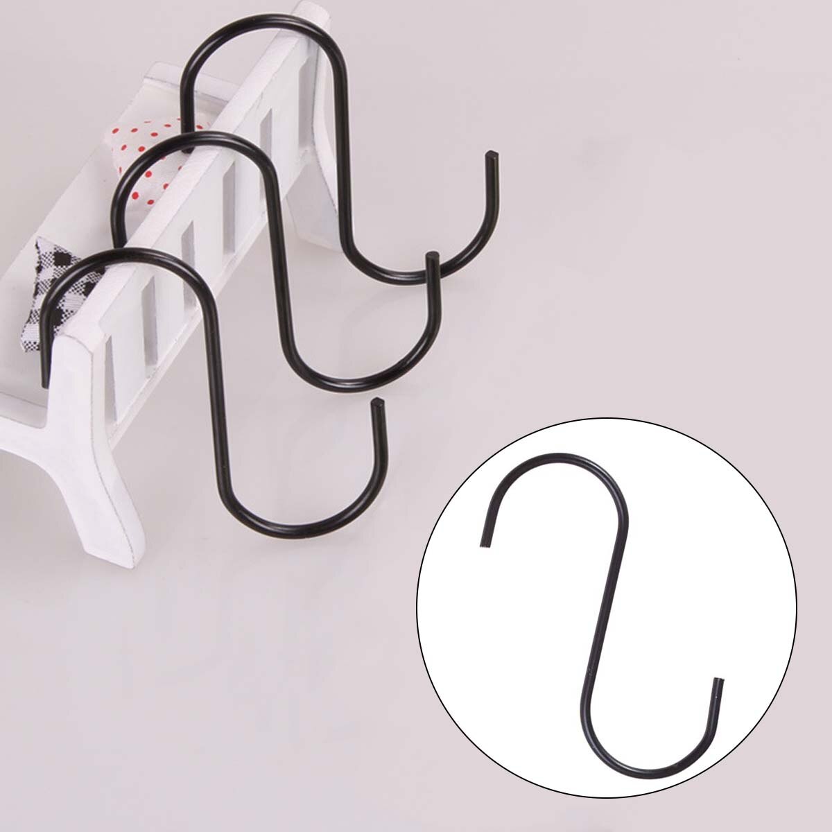 12 Stuks Rvs S Haken Keuken Roestvrij S Type Haken Hangers Voor Opknoping Pannen Cups Tassen Handdoeken Accessoires (zwart)