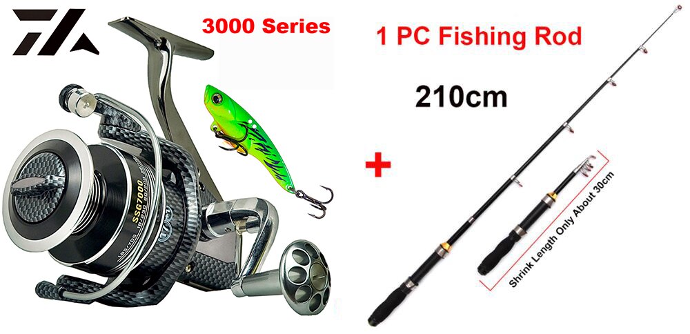 Full metall fiskesnelle spinnende hjul full metall håndtak fotsnelle høyhastighets baitcasting snelle: 3000 hjul og stang