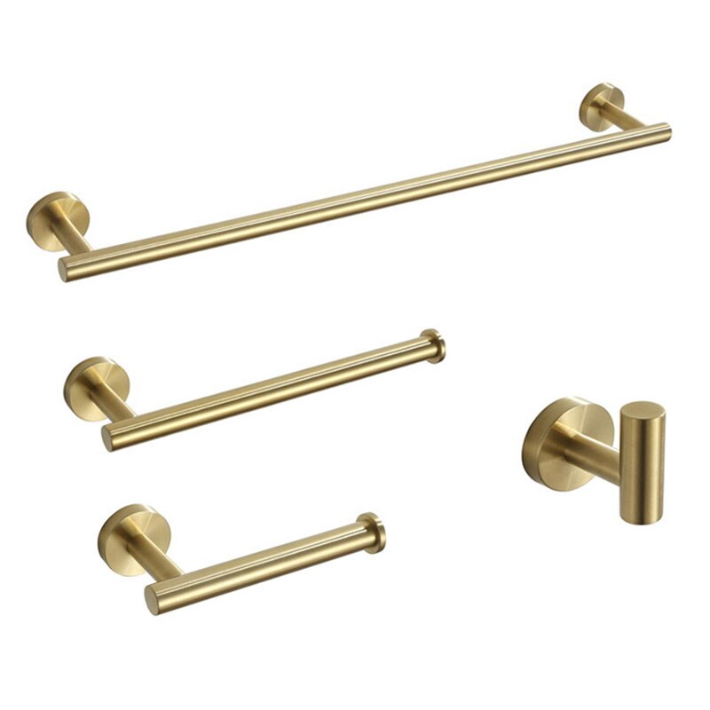 Bathroom Hardware Set 4 Piece Bath Accessories Set Wall Mount Includes 24" Towel Bar Toilet Paper Holder Towel Ring Hooks SUS304
