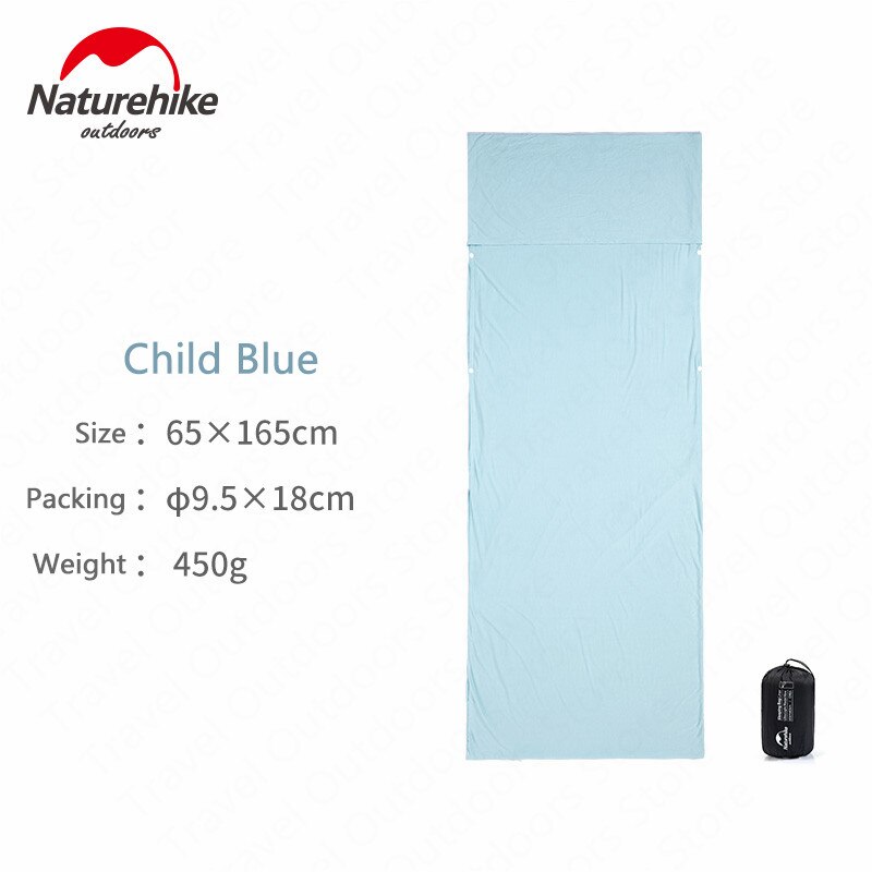 Naturehike Outdoor Draagbare Slaapzak Modal Stof Ultralight Envelop Slaapzak Zachte Voering Hotel Anti Vuil Slaapzak: Child-Blue