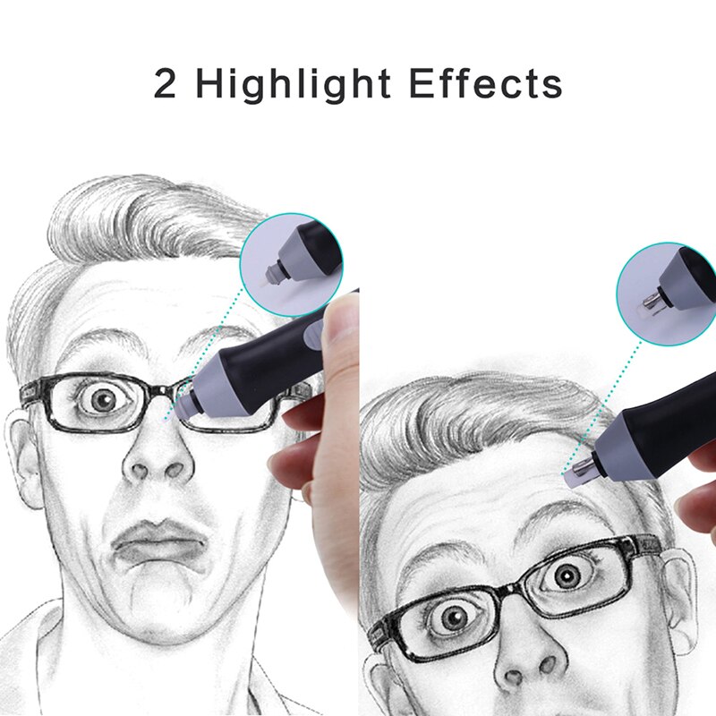 Electric Pencil Eraser Kit Battery Operated Highlights Erasing Effects Automatic Eraser For Sketch with 22pcs Rubber Refills
