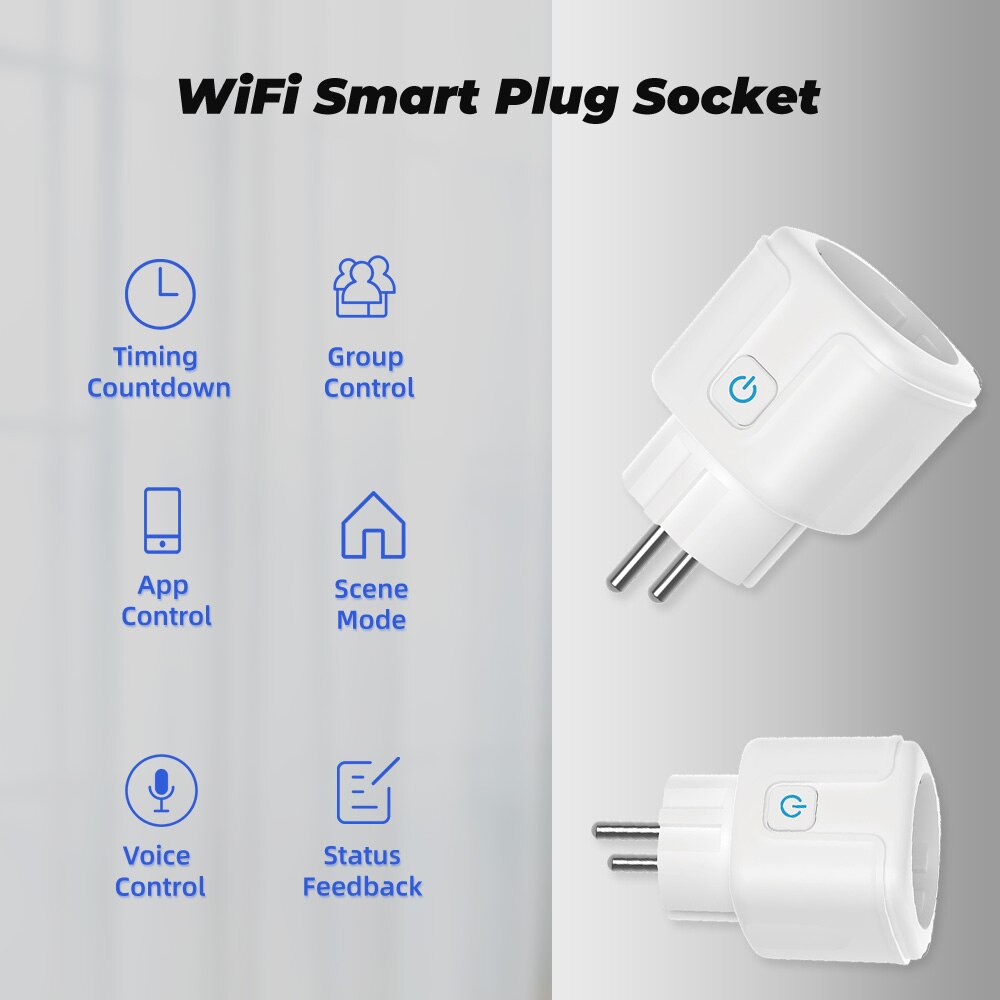 Smart Plug WiFi Socket EU 16A/20A With Power Monitoring Timing Function Works With Alexa, Google Home, Alice, SmartThimg