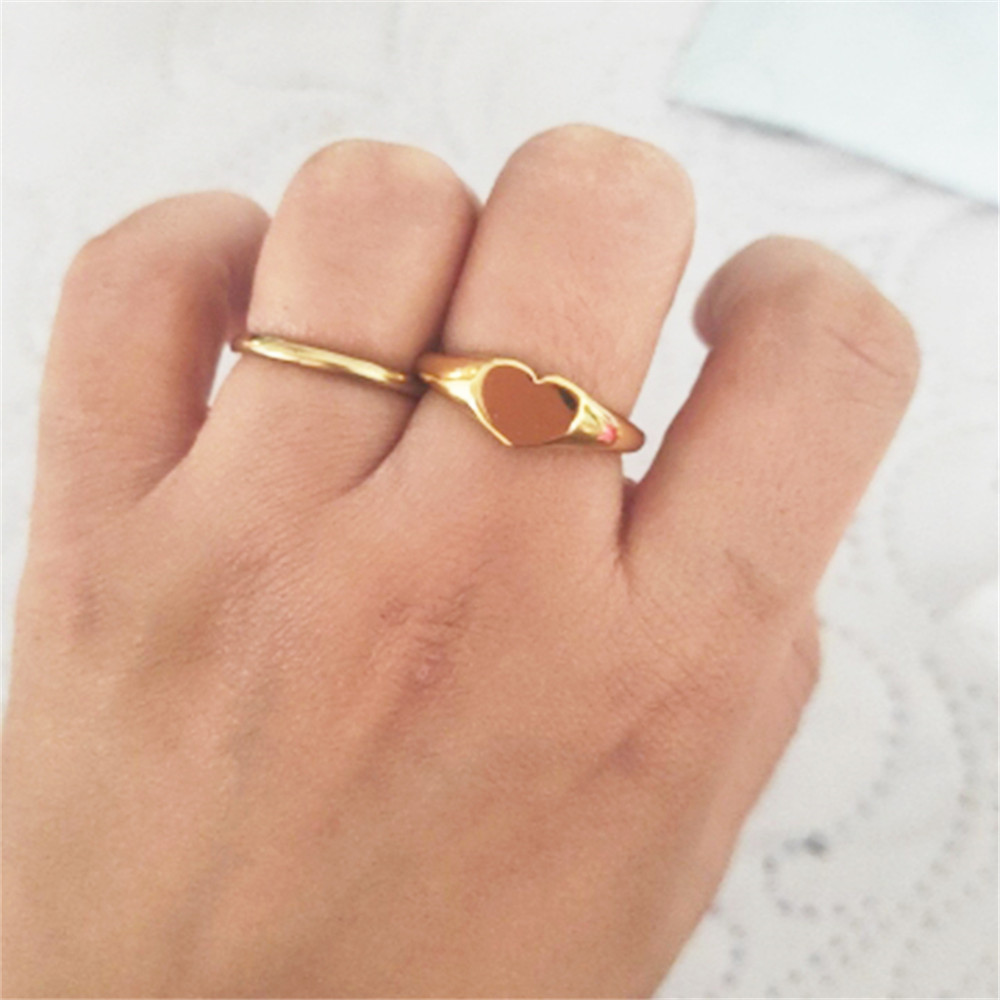 Anillos en forma de corazón para mujer, Color dorado, acero inoxidable, anillos de compromiso de boda, joyería femenina, de aniversario