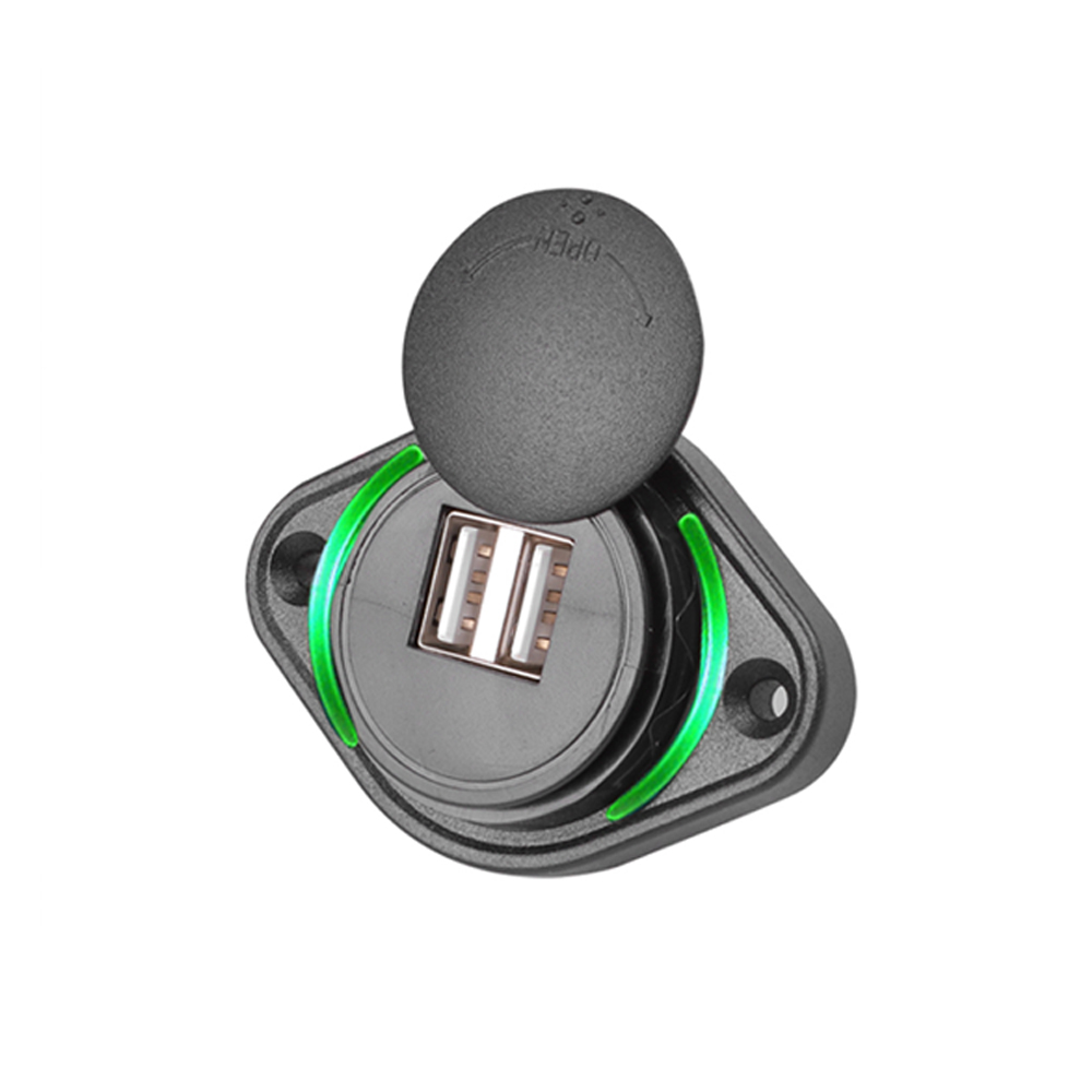 12-24V Dual Ports Car Charger Socket USB Charger Outlet Power Adapter with Sliding Cap for Car Motorcycle Truck ATV RV Boat: Orange