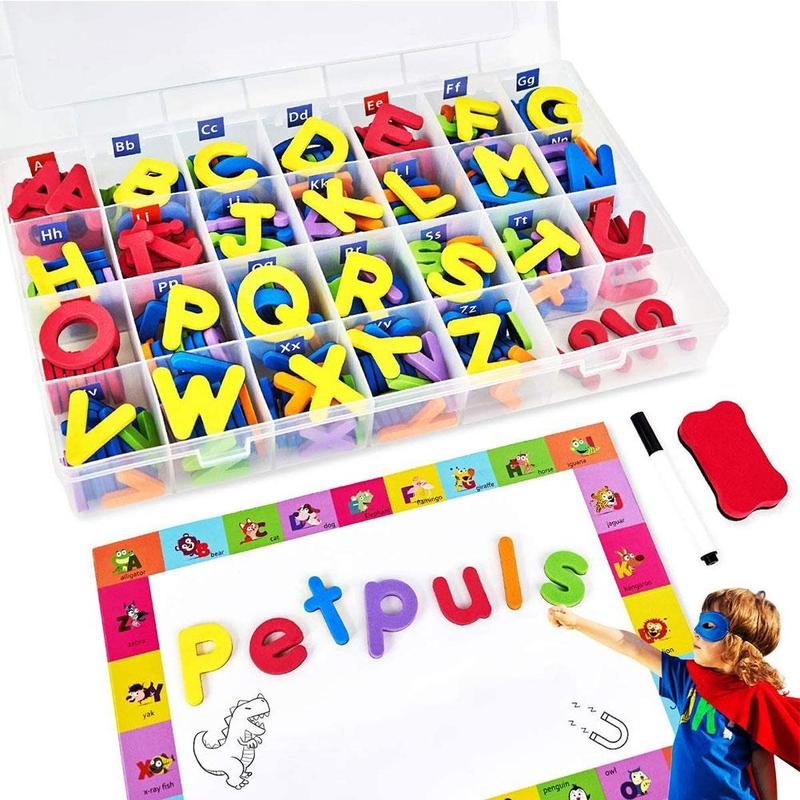 10/26 Pcs Magnetische Letters Met Whiteboard Hoofdletters Kleine Schuim Alfabet Abc Magneten Voor Koelkast Koelkast Educatief Speelgoed